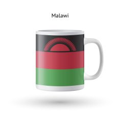 Malawi flag souvenir mug on white background