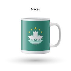 Macau flag souvenir mug on white background