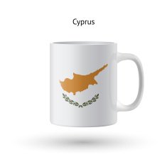 Cyprus flag souvenir mug on white background