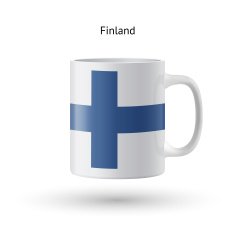 Finland flag souvenir mug on white background