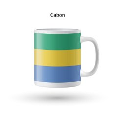 Gabon flag souvenir mug on white background