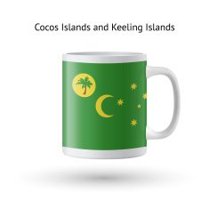 Cocos and Keeling Islands flag souvenir mug on white background