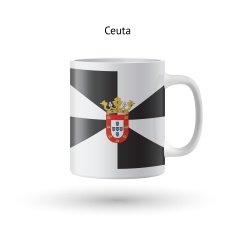 Ceuta flag souvenir mug on white background