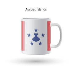 Austral Islands flag souvenir mug on white background