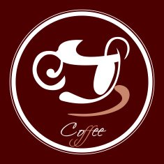 Vector coffee cup icon in a circle