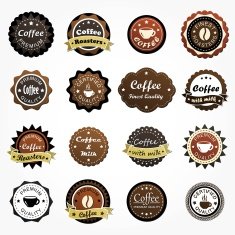 Set of various coffe labels