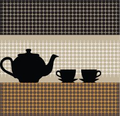 Teapot and cups illustration