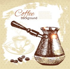 Hand drawn vintage coffee background N13