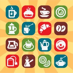 color coffee and tee icons
