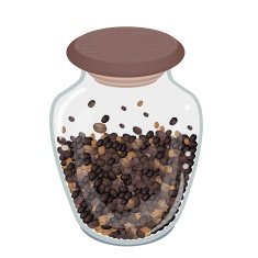 Various Kind of Roasted Coffee Beans in Glass Bottle