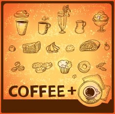 Coffee hand drawing icons set