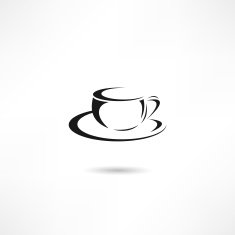 Stylized coffee cup and saucer