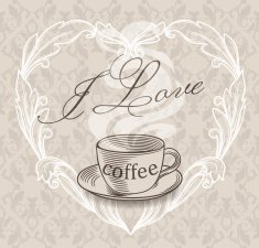 Vintage menu with a cup and seamless pattern