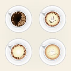 Top view of black coffee cup isolated on white background