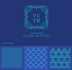 Vector set of outline emblems and patterns
