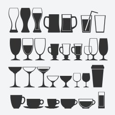 Cocktail and alcoholic glass vector set