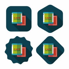coffee bag flat icon with long shadow eps10 N35