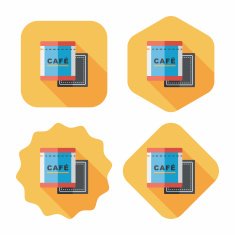 coffee bag flat icon with long shadow eps10 N36