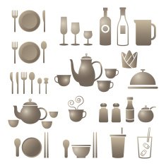 Icons Set Dinner Restaurant and Eating