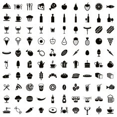 100 food and drink icons set
