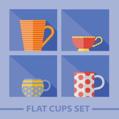 Vector flat color cups on shelf set N51