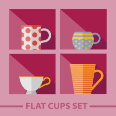 Vector flat color cups on shelf set N52