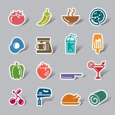 Food and Drinks Color Icon Label