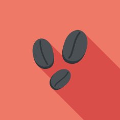 coffee bean flat icon with long shadow eps10 N66