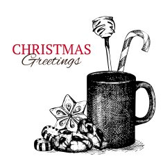 Vintage sketch for Christmas card or invitation design N2