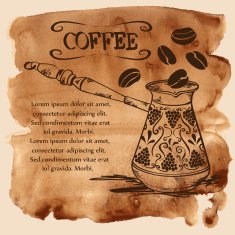 Coffee copper turk on a watercolor background