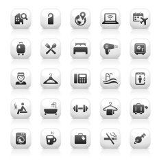 White Button Icons Set N11