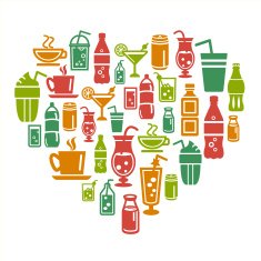 Drinks Icons in Heart Shape