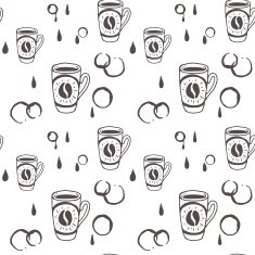 Hand drawn seamless background with coffee mugs N4