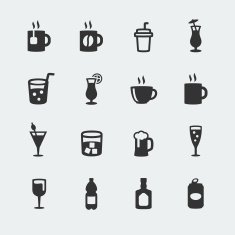 Vector beverages mini icons set