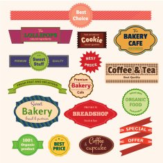 Set of bakery labels ribbons and cards for your design