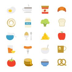 Breakfast Flat Icons color