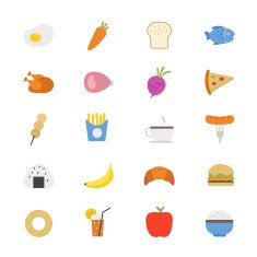 Food and Drink Flat Icons color