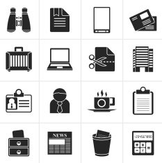 Black Business and office elements icons
