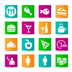 Set of Universal Restaurant Icons on White Background