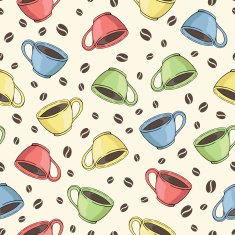 seamless pattern with cups and coffee beans N3