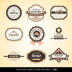 Vintage bakery logo labels and frames