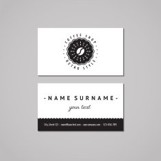 Coffee shop business card design concept Logo-badge (coffee bean rays)