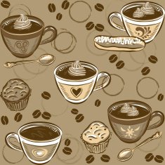 Coffee and cake seamless pattern Vector illustration N2
