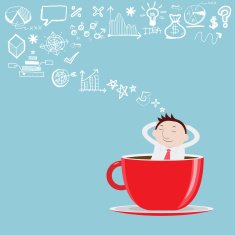 Businessman thinking in a cup - Vector