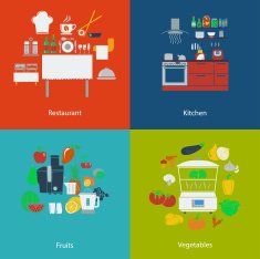 Restaurant kitchen and food designs