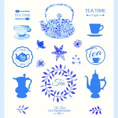 Vector beautiful illustration with teapots logo & decorative el N3
