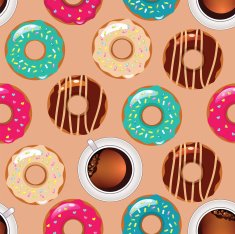vector seamless pattern with color donuts
