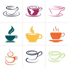 Coffee icons set also as emblem such a logo N3