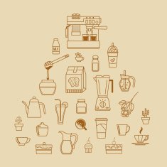 cafe equipment outline icons design collection2