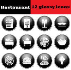 Set of glossy restaurant icons